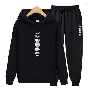 Roupa de moda de trajes masculinos para homens Menino Capuz de capuz Running Set Anime Print Sweatshirt Jogger