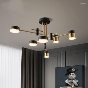 Avizeler Modern Avize 4/6/8 Kafalar Siyah Altın Aydınlatma Süspansiyon Yatak Odası Oturma Odası Led Endüstriyel Lamba 3 Renk Dimmable