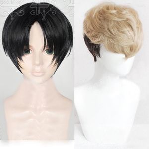 Anime Costumes Killing Stalking Yoon Bum Yoonbum Short Black SangWoo Sang Woo Linen Brown Heat Resistant Cosplay Costume Wig Cap