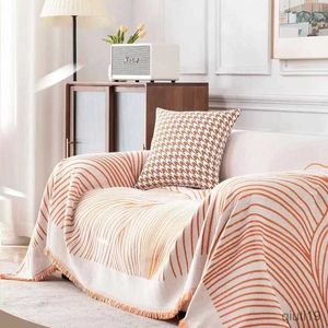 Filtar Nordisk stil soffa filt stickat filt hemvist sovrum säng flagga säng svans handduk modell rum dekorativ filt randig r230819
