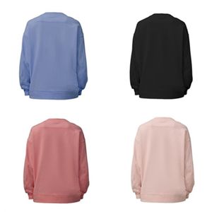 LU-88 Spring And Autumn Women's Long-sleeved Yoga Running Gym Casual Solid Color Loose Round Neck Thick Warm Hedging Sweatshirt