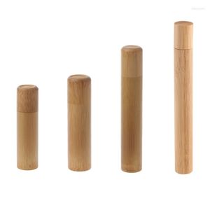 Storage Bottles Bamboo Tube Tea Box Airtight Small Container Spices Jar With Lid 4 Size T5EF