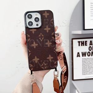 Lindas capas de telefone para iPhone 15 14 Pro Max Luxury LU Couro Crossnody Card Purse 18 17 16 15promax 14promax 13promax 15pro 14pro 13pro 13 12 11 Capa com caixa de logotipo 820