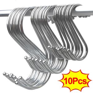 Kancalar Raylar 10 PCS SSHAPE HOOK Paslanmaz Çelik Giysiler Torbalar Havlu Bitkiler Asılı Raf Çok Fonksiyonlu Mutfak Yatak Odası Korkuluk S Askısı 230818