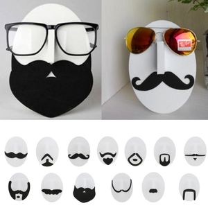 Conjunto de óculos de sol com 13 peças, novidade masculina, bigode, design facial, óculos de sol, suporte de exibição, organizador de rack