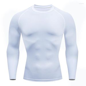 Erkek Tişörtleri Ter Jogging T-Shirt Tayt Fitness Üst taban Katmanı Uzun Kollu Sıkıştırma MMA Taktikleri Topstees Rashgard Erkek Giyim