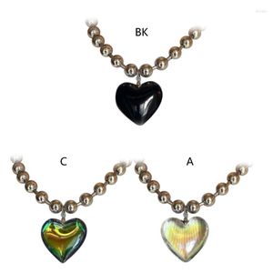 Подвесные ожерелья E0be Love Heart Glass Bead Coungle Chain для женщин -девочка гипербола панк -кокер орнамент