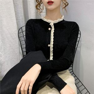 Kadın Sweaters 19753 Kadife yaka dikiş tomurcuk ipek örgü dişi 60