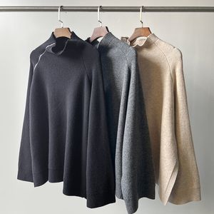 Toteme Women Cashmere Twill Knit Top Zip High Collarルーズセータートップ