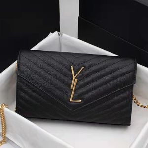 Designer Bag Chain Shoulder Bag Woc Envelope Bag äkta läder quiltad kaviar Klassisk Flip Wallet Chain Wallet Women's Handbag Card Holder Wallet Black