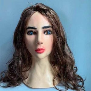 Máscaras de festa máscara de silicone realista para mulheres figurinos de cosplay adereços Halloween Fancy Sissy Face Face Wig Latex Men S 230818