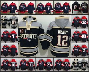 Мужчины New England''Patriots'' 12 Tom Brady 4 Bailey Zappe 9 Matthew Judon 10 Mac Jones Черный нестареющий пуловер с капюшоном на шнуровке