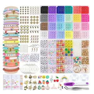 Kit de fabricação de pulseira colorida com miçangas de arroz, kit de pulseira da amizade para meninas, crianças, joias artesanais para presentes de natal