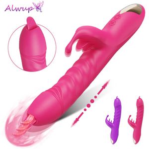 Gスポットウサギディルドバイブレーターの舌を舐めるバイブレーターは回転する振動する女性カップル大人のセックスおもちゃ女性クリトリス