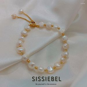 Bracelets de charme barroco pérola natural corda coreana estilo elegante acessórios de pulso para o presente da garota de joalheria de 2023 feminina