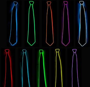 Rave LED Necktie Adjustable Glow Neon Party Light Up Tie Novelty Rave Clothes Outfits Costume Props
