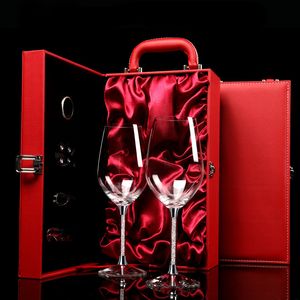 Weingläser 17pcsset Gobletglas Bleifreie Kristallwasser 470700 ml Hochgrad Lederbox Champagner Rot Set 230818