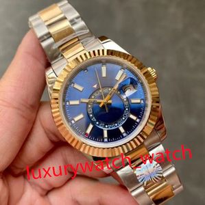 Mens Watch 42mm Sky-Dweller 326934-0005 GMT Ay Kırmızı Dot Workin 326934 326935 ETA 2813 Otomatik Hareket Safir Aydınlık Erkek Saatler Saatler Saatler