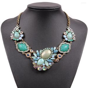 Anhänger Halsketten trendige Design Goldkette Buntes Harz Blumen klobig Statement Labbhärchen Halskette für Frauen Schmuck