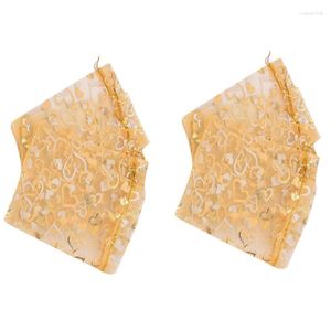 Schmuckbeutel 400pcs 9x12cm Sheer Draw String Heart Organza Hochzeitsfeier Weihnachten Geschenke Geschenktüten (Gold)