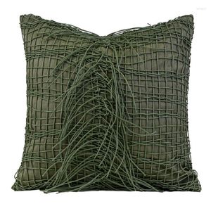 Pillow Cover Modern Simple Art Design Hand Woven Tassel Suede Fabric Green 45 Pillowcase Trend All- Home Decoration