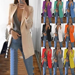 Damenanzüge Blazer Jacken Frühling Herbst Casual Plus Size Mode Basic gekerbte Slim Solid Coats Office Ladies Outwearchic