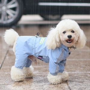 Hundkläder S-2XL PU Raincoat Vattentät Small Medium Pets Rain Coat Reflective Clothes For Hooded Jumpsuit Pet Clothing