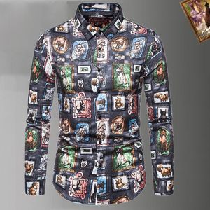 2023 Luxury Designer Dress Shirt Men's Fashion Association Open Lining Men Solid Business Casual Letter Long Sleeve M-XXXL#007