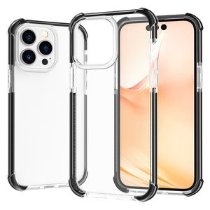 Transparent Armor Phone Case For iPhone 15 11 13 12 14 Pro Max Hybrid Soft TPU Frame and Hard Plastic Acrylic Shockproof Clear Cover Fit 14Plus 13Mini XR XsMax 7 8Plus