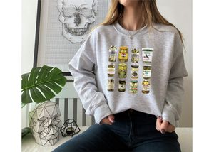 Long Sleeve Shirts For Women Vintage Canned Pickles Lover Funny Trendy Sweatshirt