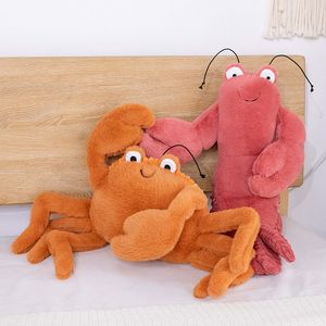 Plush Dolls 1pc Cute Soft Realistic Lobster Crab Plush Toy Cartoon Sea Animal Toys Baby Soother Doll Kids Birthday Christmas Gift 230818