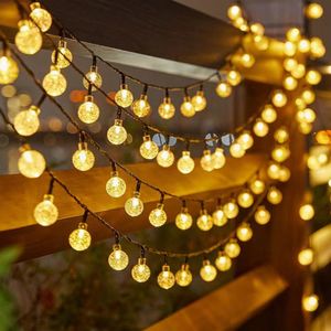 Solar Camping Lanternschnur Lichter im Freien 200 LED Crystal Globe Leuchten wasserdichte Solarfairy Feenlicht für Garten Weihnachten Ramadan Dekor