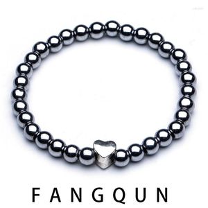 Strand Magnetic Bracelet For Women Men Beads Hematite Stone Therapy Health Care Magnet Heart Charm Fashion Jewelry