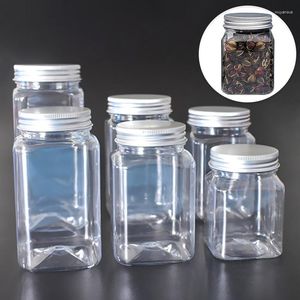 Storage Bottles Transparent Plastic Jar With Cover Cookie Snack Seal Kitchen Dried Food Bottle Travel Home Supplies