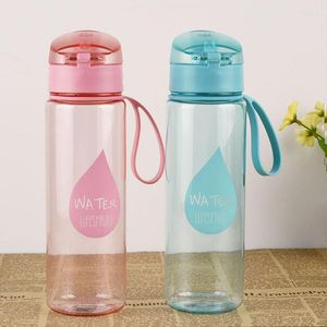 Vattenflaskor 500 ml bärbar sportflaska med rep dricker direkt läcksäker automatisk spänne BPA gratis