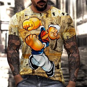 Erkek Trailsits Vintage T-Shirt Gevşek O Boyun Sailor 3D Desen Kısa Kollu Sokak Günlük Hip Hop Üst ve Giyim Takip