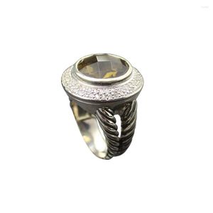 حلقات الكتلة DSIGN RING 925 Sterling Silver Jewelry 14mm Smoky Quartz Cerise Brand