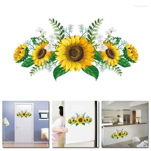 Wall Stickers Sunflowers For Kids Rooms Green Leaves Sticker Decal Children Room Decoration Home