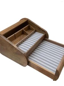 Reine handgefertigte kreative Rolling Shutter Design Black Walnut Pen Case Stationery Storage Box Table Tischklasse