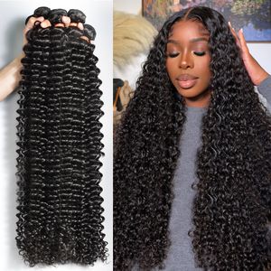 30 40 tum Loose Deep Wave Human Hair 2 3 4 5 Bunds Curly Weavy Bundle Hair Extension Brasiliansk remy hår för kvinnor