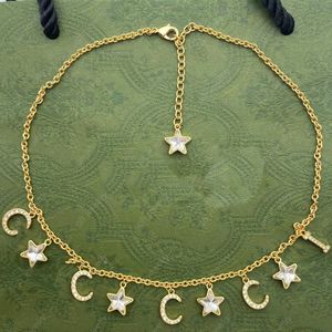 2023 New Crystal star Letter pendant Necklaces Women's 18K gold exquisite fashion brand designer necklaces women's party birthday gift jewelry