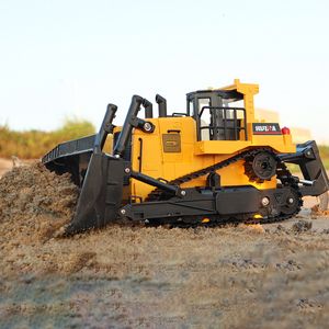 Dascast Model Huina 1554 elf Kanal 1 16 Fernbedienungssteuerung Schwere Bulldozer -Ingenieurwartauto Elektrisches Kinder Spielzeug Geburtstagsgeschenk 230818