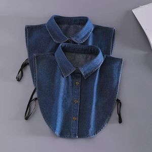 Bow Ties Women Fake Collar Blue Lapel Half Shirt Style Blouse Detachable Unisex Mens Removable Sweater Adjustable False