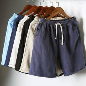 Shorts masculinos fasion algodão linha de algodão Men 2023 verão beac casual solid bay bolsos básicos copeão de roupas de rua