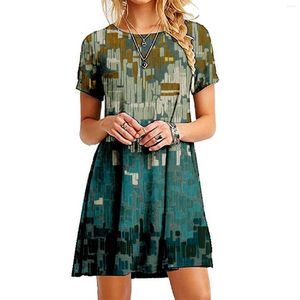 Casual Dresses Women's Printed Round Neck Loose Fitting Short Sleeved Dress Summer Work