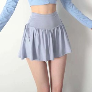 Title Sweet Girl Skirt And Spicy Street Pleated High Waist Yoga Short Thin Pure Color A Line