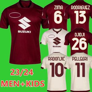 23 24 Torino Soccer Jerseys 2023 2024 Pellegri Singo Ricci Rodriguez Camisas de futebol Karamoh Schuurs Zima T. Sanabria Tops Torino Home Away Men Kit Uniformes