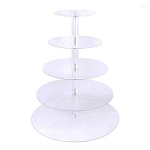 Bakeware Tools 5 Layers Round Acrylic Cake Cupcake Display Stand Tray For Birthday / Anniversary Wedding (Transparent)