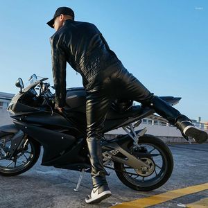 Men's Tracksuits Shilin Brand Motorcycle Riding Suit Leather Jacket Men Pants For Plush Thickening One Set