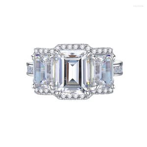 Anelli a grappolo Springlady 925 Sterling Silver 7 9 mm Emerald Cut Lab Sapphire High Carbon Diamond Wedding Engagement Ring Belierle